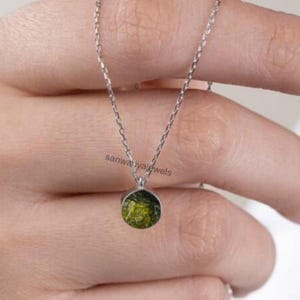 Authentic Moldavite Pendant, Sterling Silver, Raw Stone Necklace