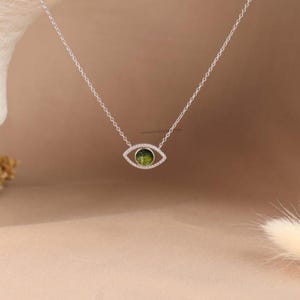 Collar de moldavita natural, collar de plata de ley, delicado collar de moldavita, joyería de moldavita certificada de la República Checa, regalo para ella