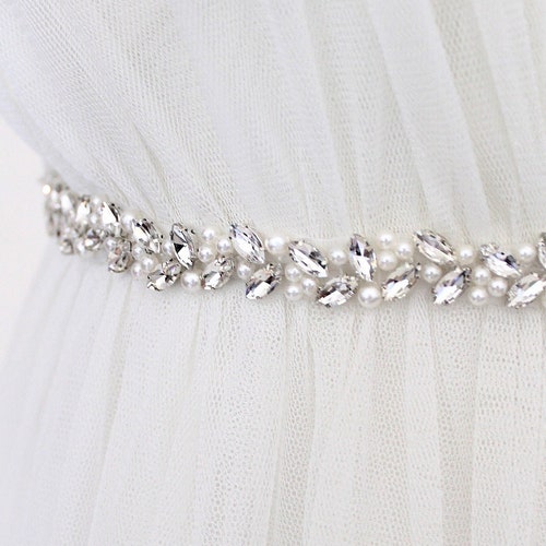 27 Jeweled Part Wedding Bridal Sash Belt Thin Silver - Etsy