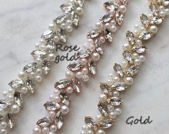 SOLUSTRE Brautgürtel Mit Kristall & Perlen – Goldener Taillengürtel Für Hochzeitskleid & Brautjungfern