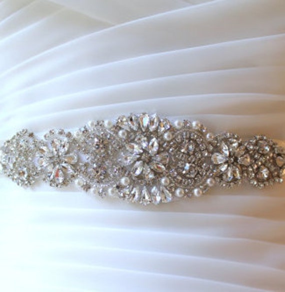 Details about   Wedding Crystal Rhinestone Pearl Beaded Bridal Applique For Bride Sash Belt 