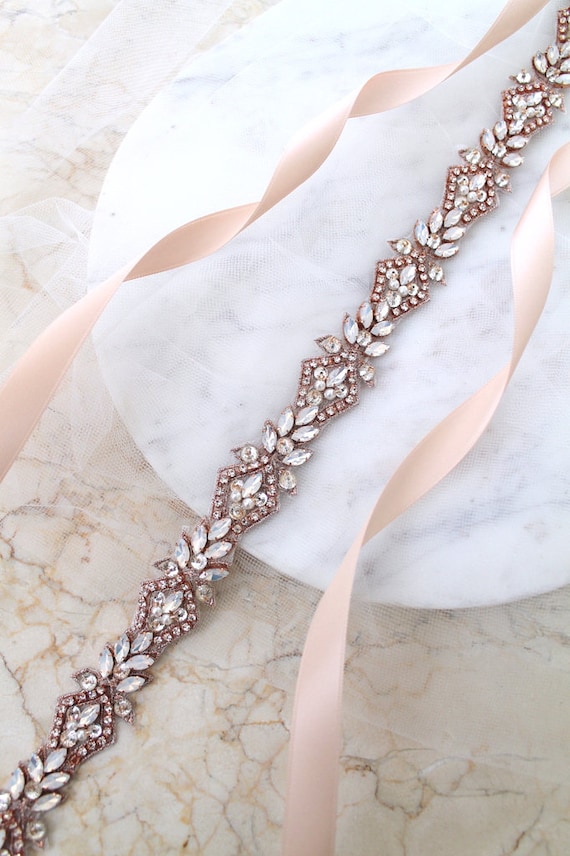 Wedding Accessories - Bohemian Opal Bridal Belt/Sash - Available in Gold and Silver Gold / Applique Only