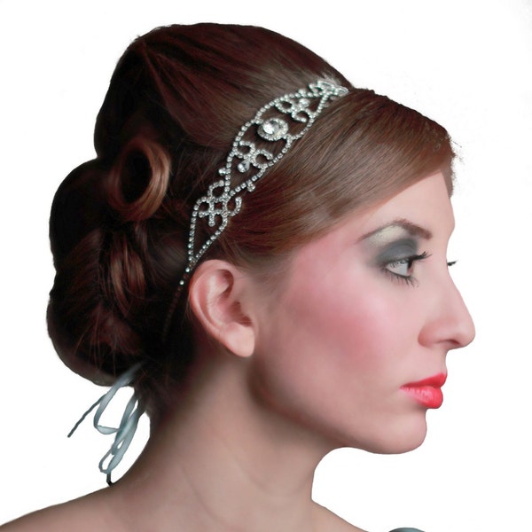 RENAISSANCE.  elegant, delicate  swirl rhinestone headband