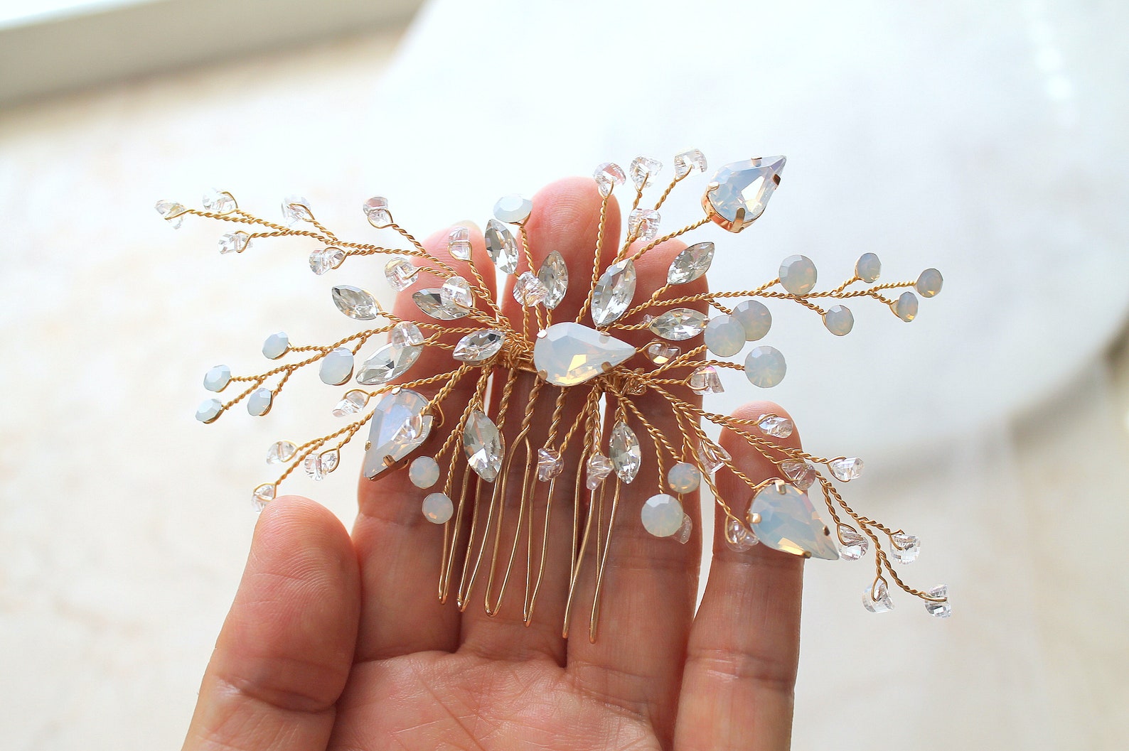 Opalescent Jewel Hair Comb