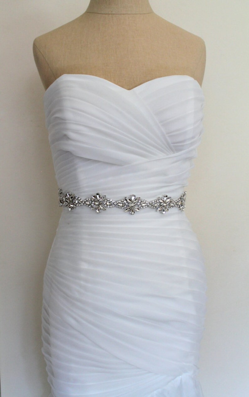 Luxury Glam Silver Crystal All Around Bridal Belt. Rose gold | Etsy