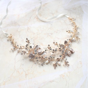 Kristallen parel bloemen trouwriem: strass bloem bruidssjerp