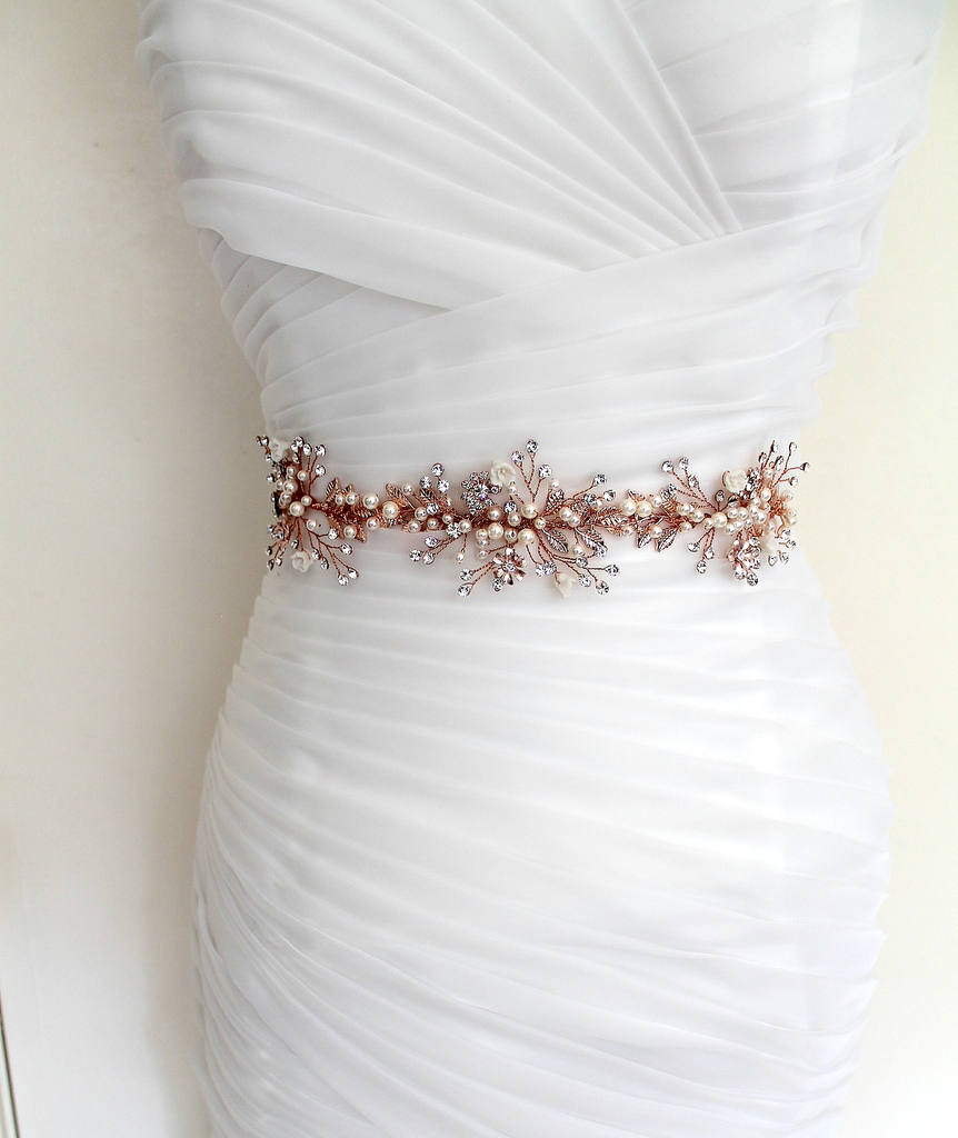 10 Off. Rose gold Leaf Vine Wedding Dress Belt. Boho Crystal Etsy