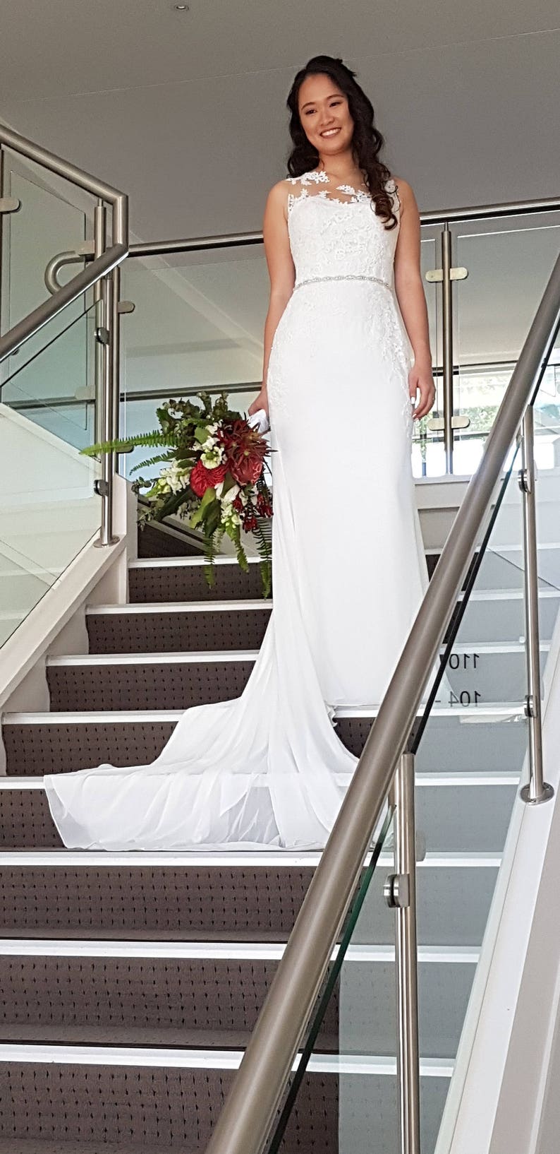 Bridal Silver Oval Crystal Sash. Beaded Rhinestone Ribbon Wedding Dress Belt. Bridesmaid Sash. Thin Slim All Around Plus Size Belt. CLAIRE image 9