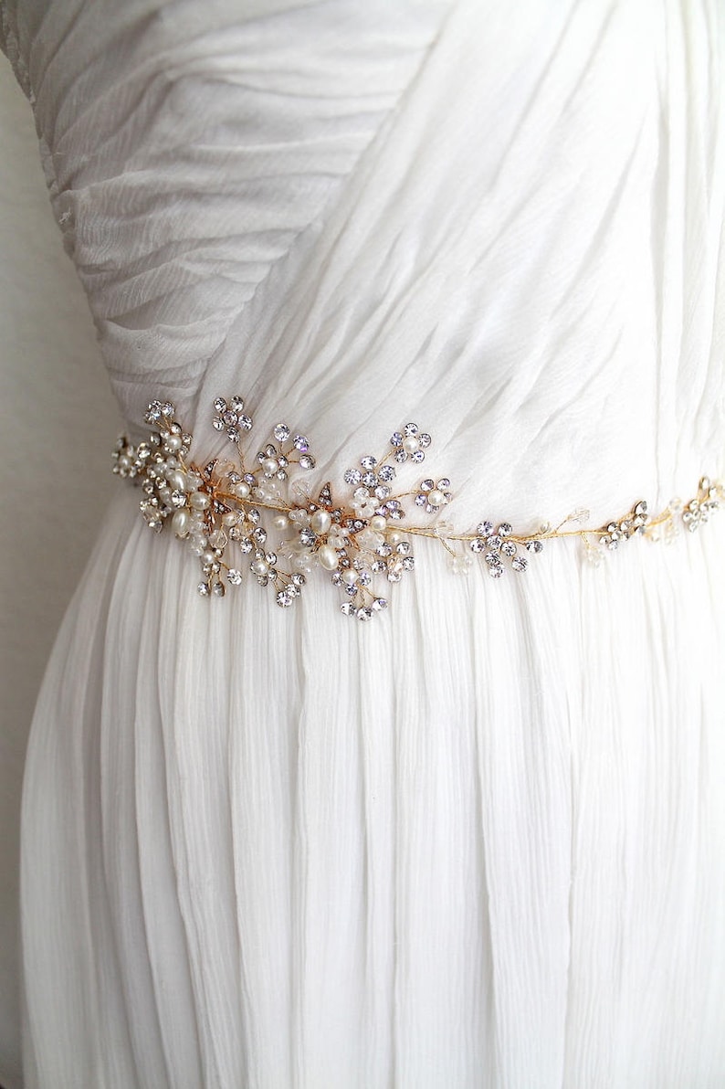 Wedding Dresses with Crystal Floral Belt Ball Gown