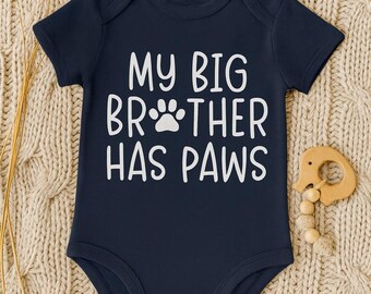 Baby bodysuit "My Big Brother Has Paws" – organic short-sleeved bodysuit for animal lovers – gift for birth or baby shower – unisex, soft & sustainable