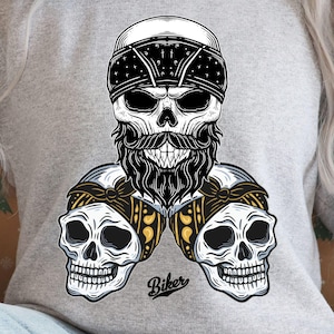 Biker Skull PNG: Gothic Motorcycle Tattoo Art (Digital Download) | Biker Sublimation