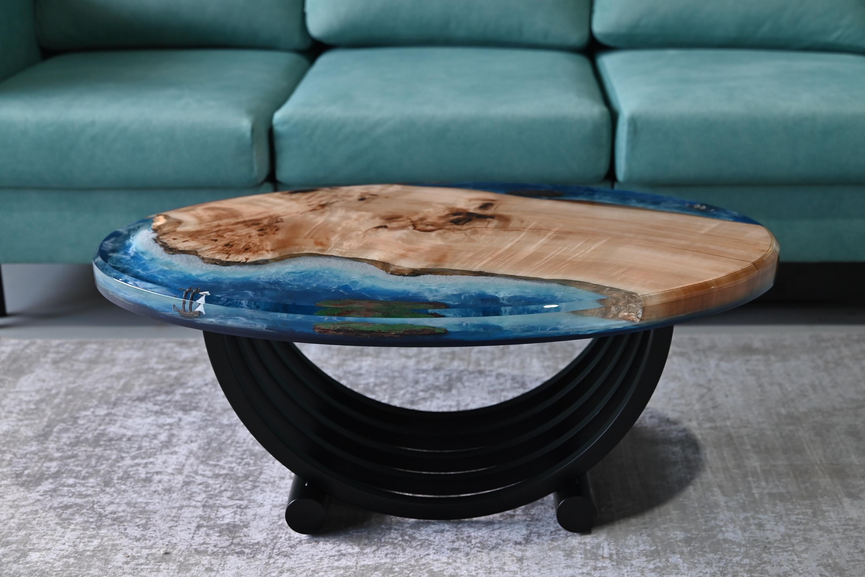 Epoxy \u0026 Poplar Wood Coffee Table – Handmade Ocean-inspired Design - Etsy, image size:3000x2002