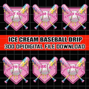60+ Design Baseball Ice Cream Drip PNG Bundle, Waffle Home Plate Png Digital File, Baseball Player Drip Png, Baseball Life, Sprinkle Drip
