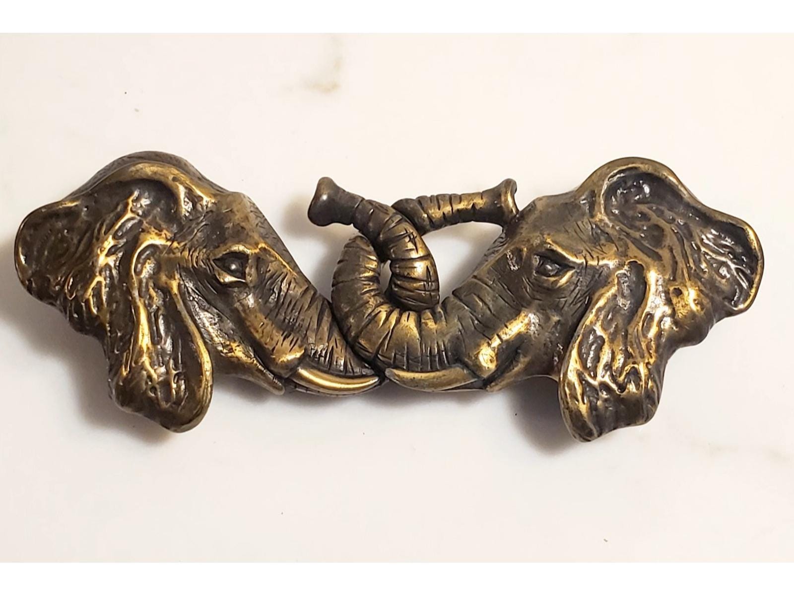 Vintage Signed Paquette Brass Tone 2 Pc Interlocking  display picture 1