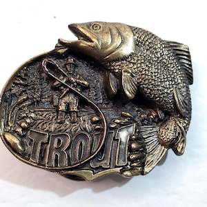 Vintage 1982 Trout Fish Belt Buckle Great American Buckle Co. Serial Num. 533