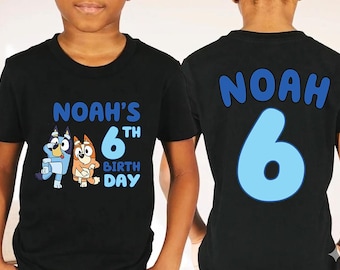 Blue Birthday Shirt for Boys Personalized Name Age Celebration Tee