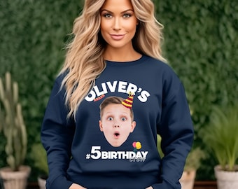 Personalized Face Birthday Crew Shirt, Custom Photo T-Shirt