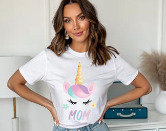 Custom Name Unicorn T-Shirt, Personalized Mom Tee