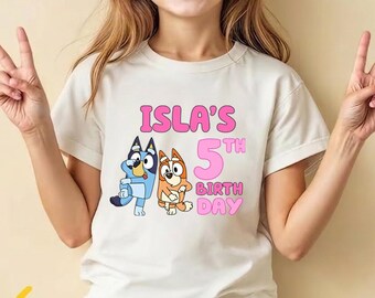 Blue Birthday Girl Shirt: Custom Name and Age Tee