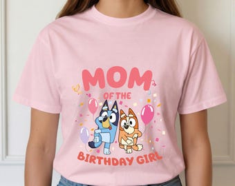 Custom Birtday Girl and Family Members Matching Tees for Girly Blue Dog Birthday Party