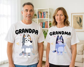 Blue Inspired Grandma Grandpa Shirt, Matching Family Cartoon Tee,