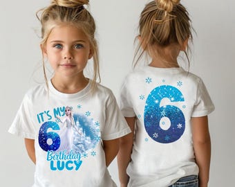 Custom Elsa Birthday Shirt: Personalized Two-Sided Frozen Outfit,