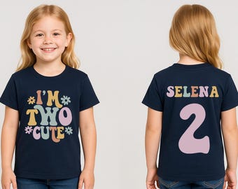Two Cute Shirt Custom 2nd Birthday Tee Birthday Girl Outfit Toddler Retro Groovy Birthday Shirt