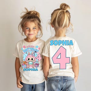 Labubu Custom  Birthday Girl Shirt Personalized Labubu Birthday Gift Custom Birthday Shirt Cute Birthday T-Shirt Custom Birthday Girl Tee