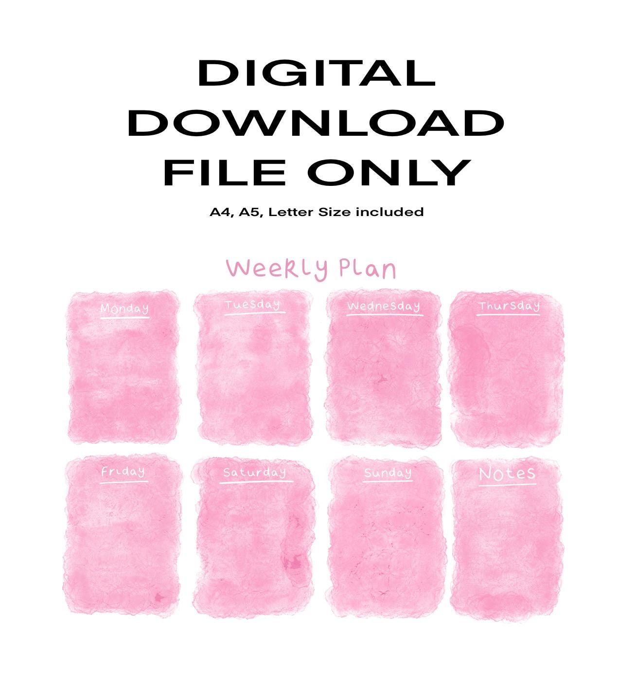 Printable Pink Weekly Planner Template | Digital Download - Etsy