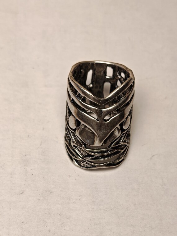 Vintage Brutalist Silver Ring statement JewelryTr… - image 5