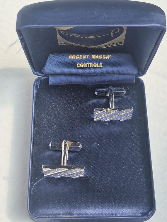 Chatenoud men's cufflinks solid silver hallmarked… - image 1