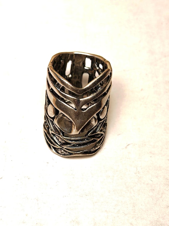 Vintage Brutalist Silver Ring statement JewelryTr… - image 1