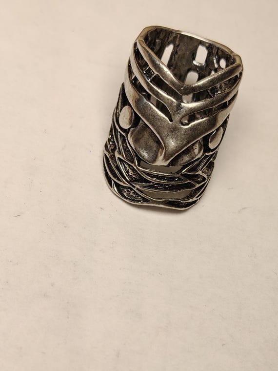 Vintage Brutalist Silver Ring statement JewelryTr… - image 3