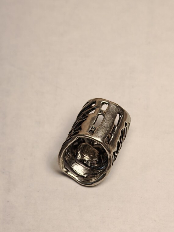 Vintage Brutalist Silver Ring statement JewelryTr… - image 2