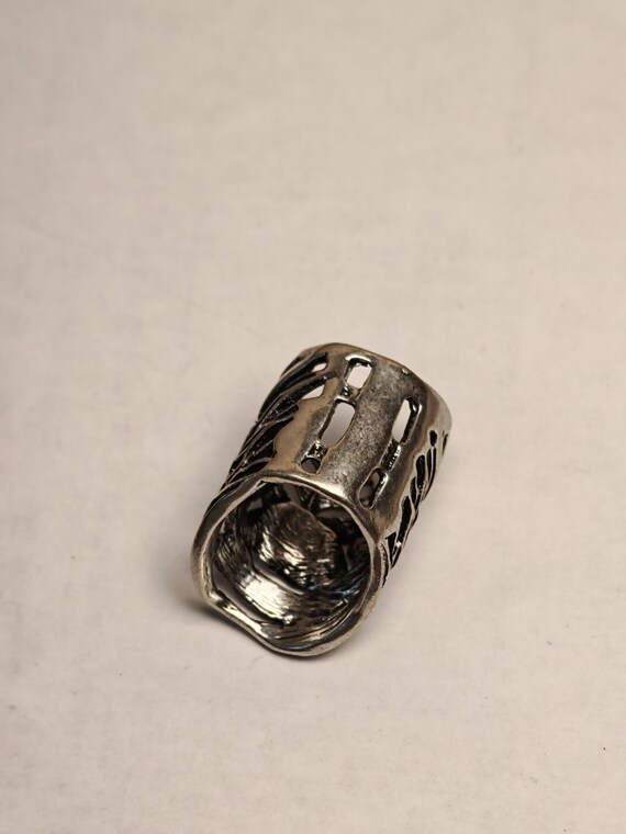 Vintage Brutalist Silver Ring statement JewelryTr… - image 4