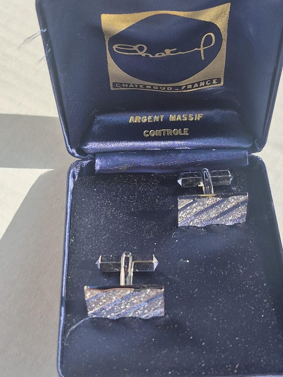 Chatenoud men's cufflinks solid silver hallmarked… - image 5