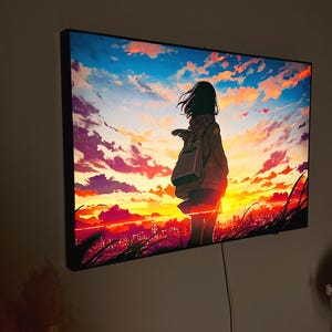 Anime LED Wall Art , LED Frame, Night Lamp, Neon Light Anime, Shadow Painting Frame, Japanese Art Gift, Light-Up Painting