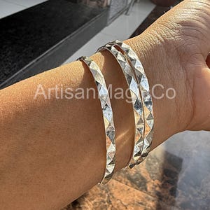 Set Of 3 Bangles Solid 925 Silver Bangles Silver Bangles Handmade Bangles Women Bangles Hammered Bangles Silver Jewelry Bangle 3 Day Bangles