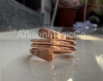 Anillo ajustable de cobre, anillo grueso hecho a mano unisex de gran impacto