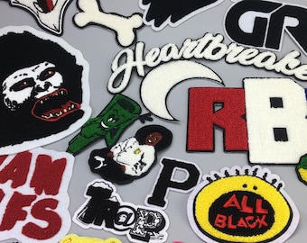 200 parches de chenilla personalizados, letras de chenilla, parches termoadhesivos de chenilla, letras de chenilla para prendas, sudaderas, estilo urbano moderno