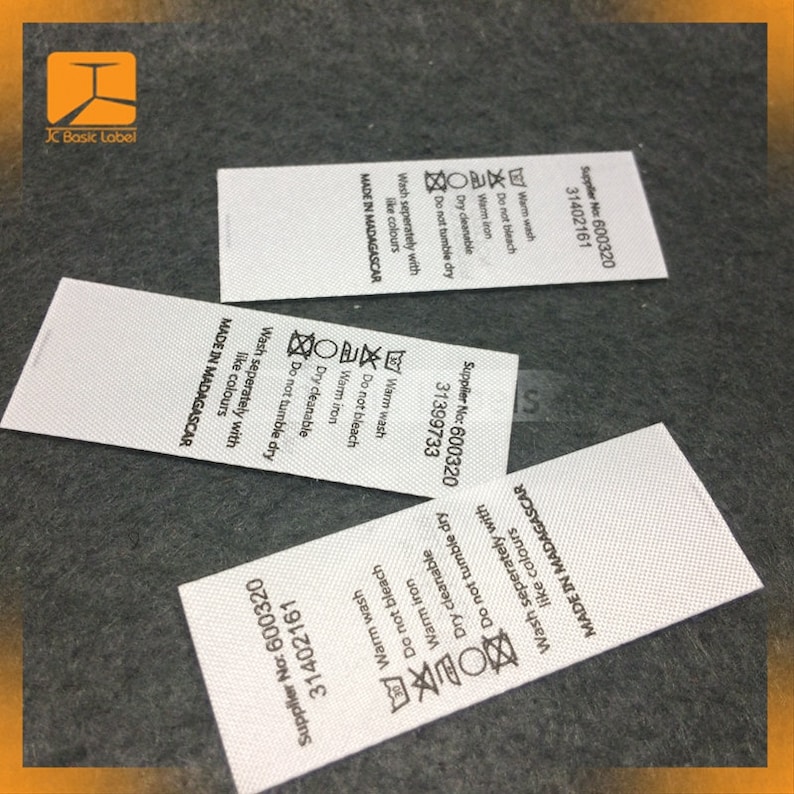 150 Custom Printed Fabric Labels Satin Folded Care Label | Etsy