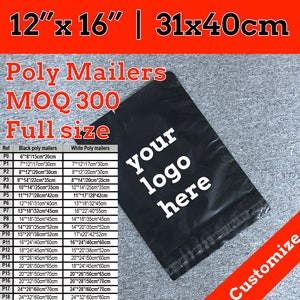 300 poly mailers 12x15, customize logo poly mailers bag,  shipping bag, polymailers, courier bag, Shipping Envelopes, Mailing Envelopes