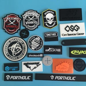 100 Custom PVC Patches, Cheap Custom PVC Rubber Patches Private Logo Sew on Garment Label Clothing Tag Eco-friendly for Jeans Bags