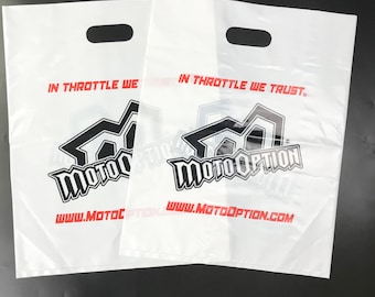 300 plastic shopping bags, custom Merchandise Bags, Glossy Plastic Bags