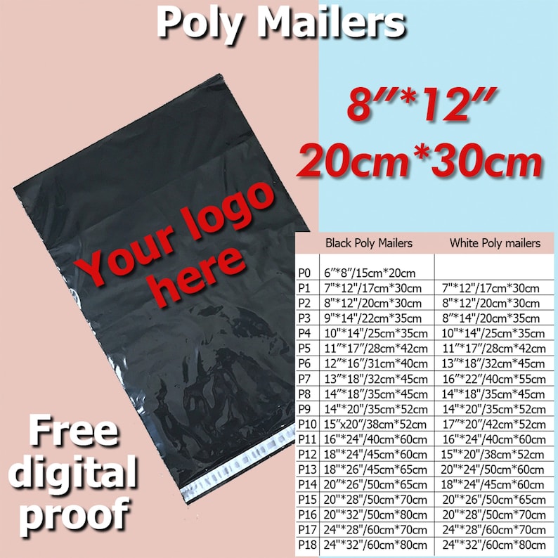 100 poly mailers 8x12 custom poly mailers shipping bag poly Etsy