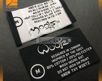 500 custom woven labels, custom woven tags, custom tags,  custom clothing labels