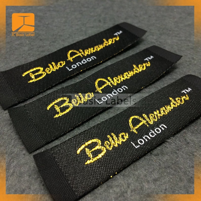 300 Gold Metallic Woven Labels Sparkling Text Custom Labels Etsy
