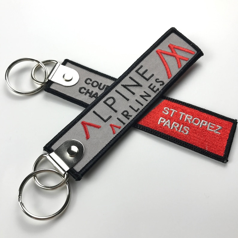 100 Flight Keychain Custom Embroidery Flight Tag Embroidered Etsy