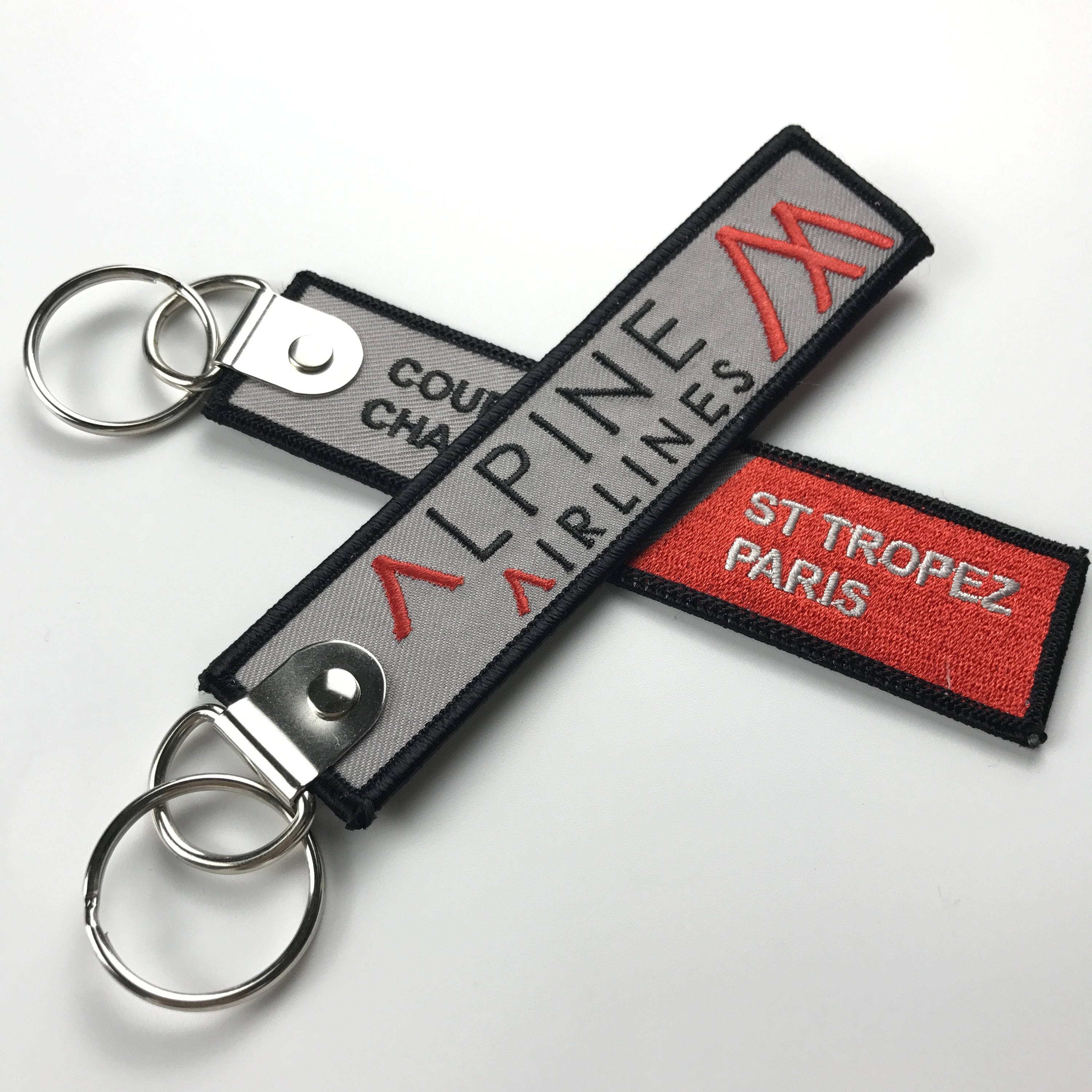 Custom embroidered keychain, Custom remove flight key chain, flight keytag, jet tag custom