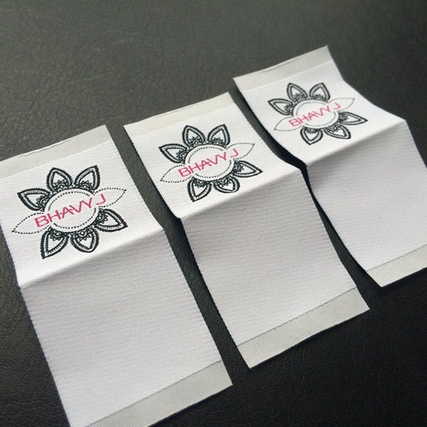 100-1000 Pcs Personalized Iron on Labels Custom Clothing Fabric Label Name  Tag Heart Design Silky White Satin Label Washable Waterproof H12 